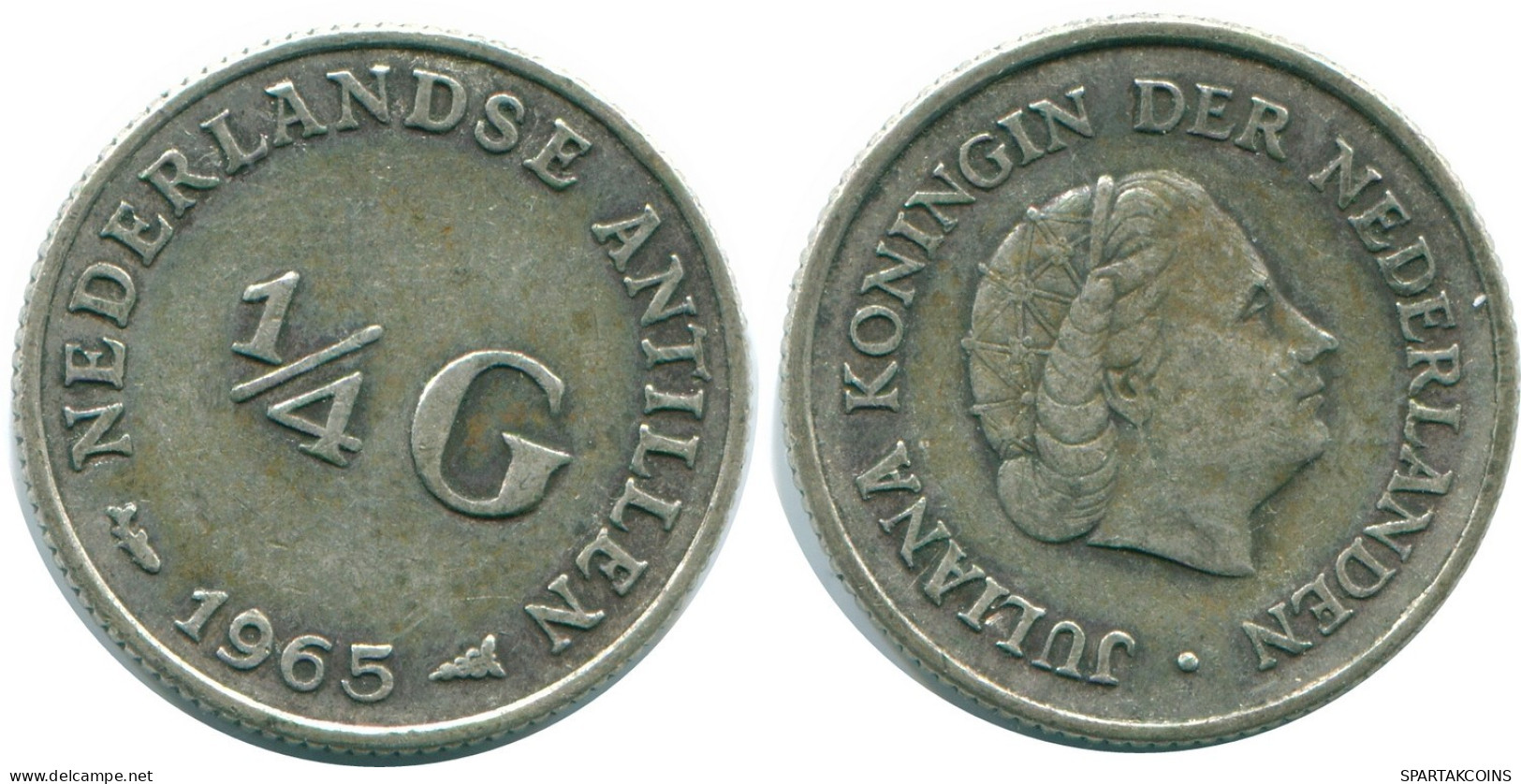 1/4 GULDEN 1965 ANTILLAS NEERLANDESAS PLATA Colonial Moneda #NL11358.4.E.A - Antilles Néerlandaises