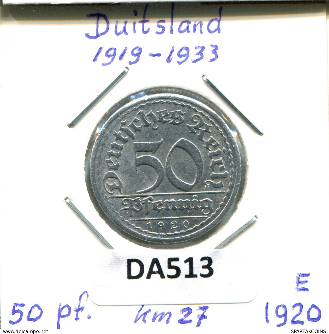 50 PFENNIG 1920 E ALEMANIA Moneda GERMANY #DA513.2.E.A - 50 Renten- & 50 Reichspfennig