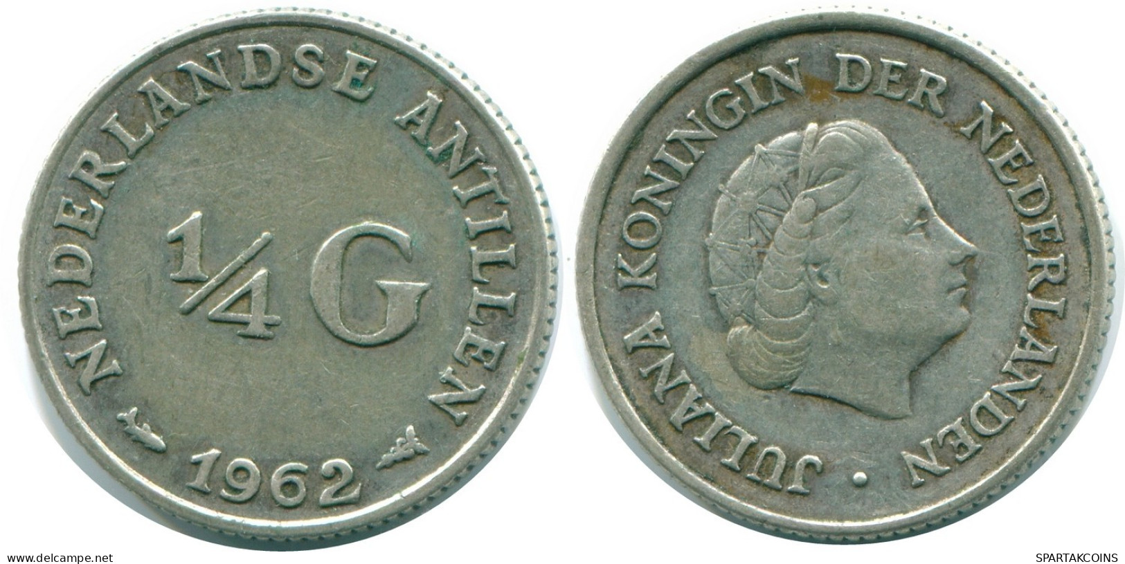 1/4 GULDEN 1962 NIEDERLÄNDISCHE ANTILLEN SILBER Koloniale Münze #NL11135.4.D.A - Netherlands Antilles