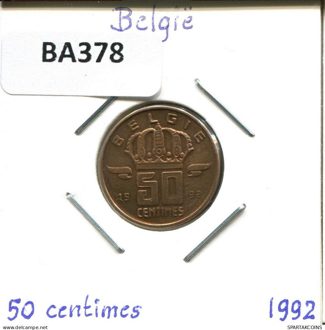 50 CENTIMES 1992 DUTCH Text BELGIEN BELGIUM Münze #BA378.D.A - 50 Cent