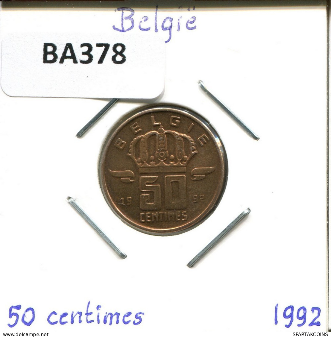 50 CENTIMES 1992 DUTCH Text BELGIEN BELGIUM Münze #BA378.D.A - 50 Cents