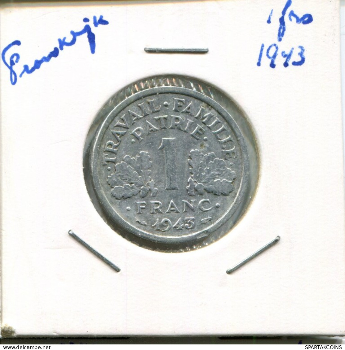 1 FRANC 1943 FRANCIA FRANCE Moneda #AN937.E.A - 1 Franc