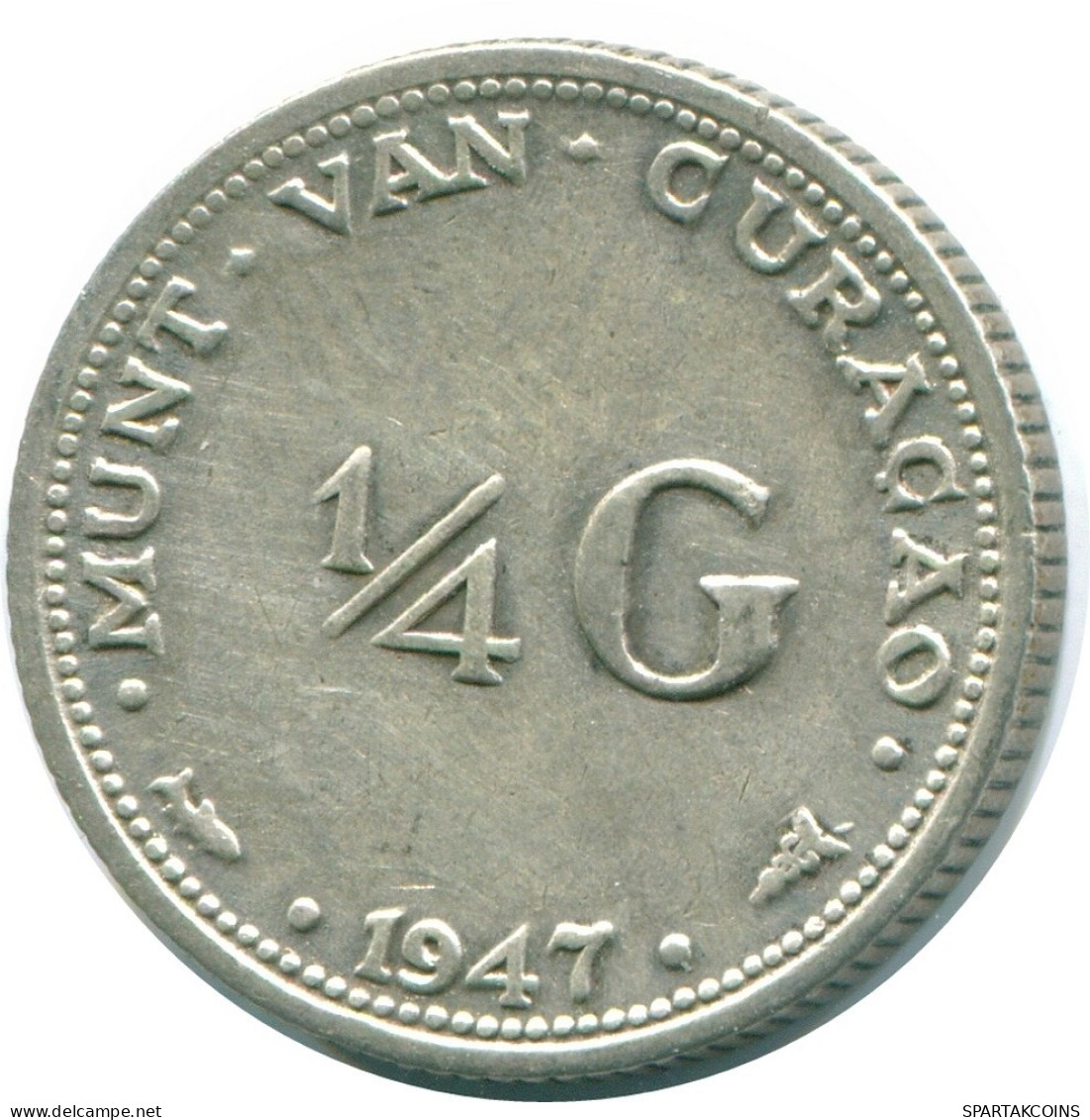 1/4 GULDEN 1947 CURACAO Netherlands SILVER Colonial Coin #NL10743.4.U.A - Curacao