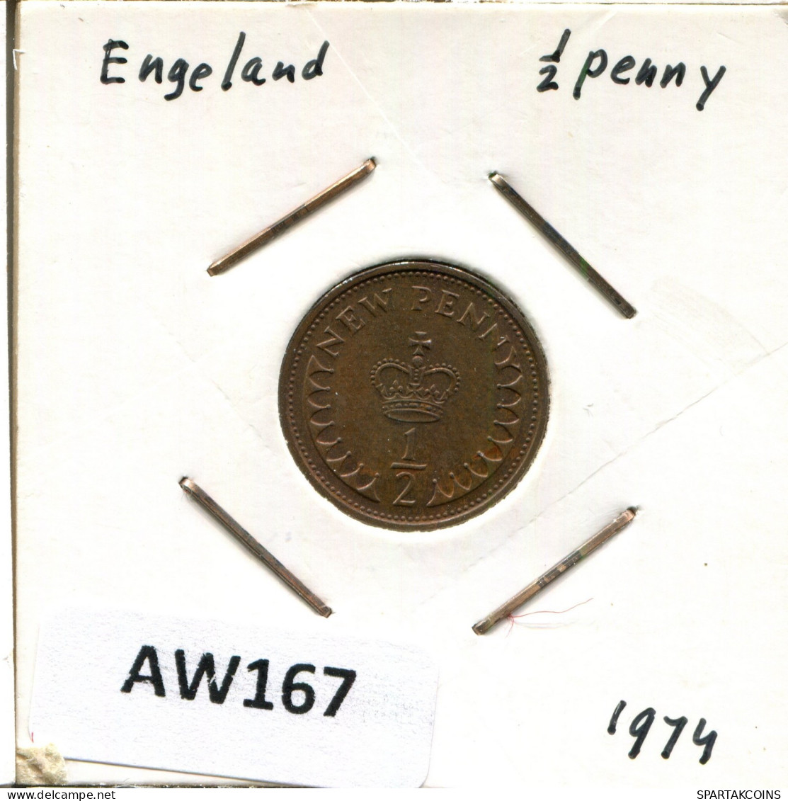 HALF PENNY 1974 UK GBAN BRETAÑA GREAT BRITAIN Moneda #AW167.E.A - 1/2 Penny & 1/2 New Penny