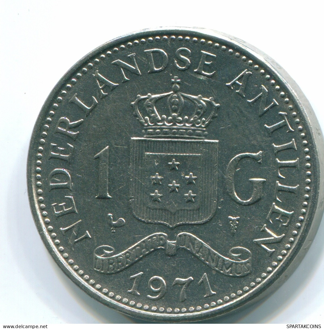 1 GULDEN 1971 ANTILLES NÉERLANDAISES Nickel Colonial Pièce #S11975.F.A - Netherlands Antilles