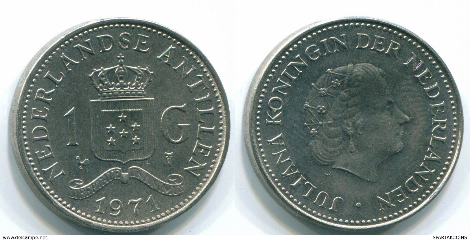 1 GULDEN 1971 ANTILLAS NEERLANDESAS Nickel Colonial Moneda #S11966.E.A - Antillas Neerlandesas