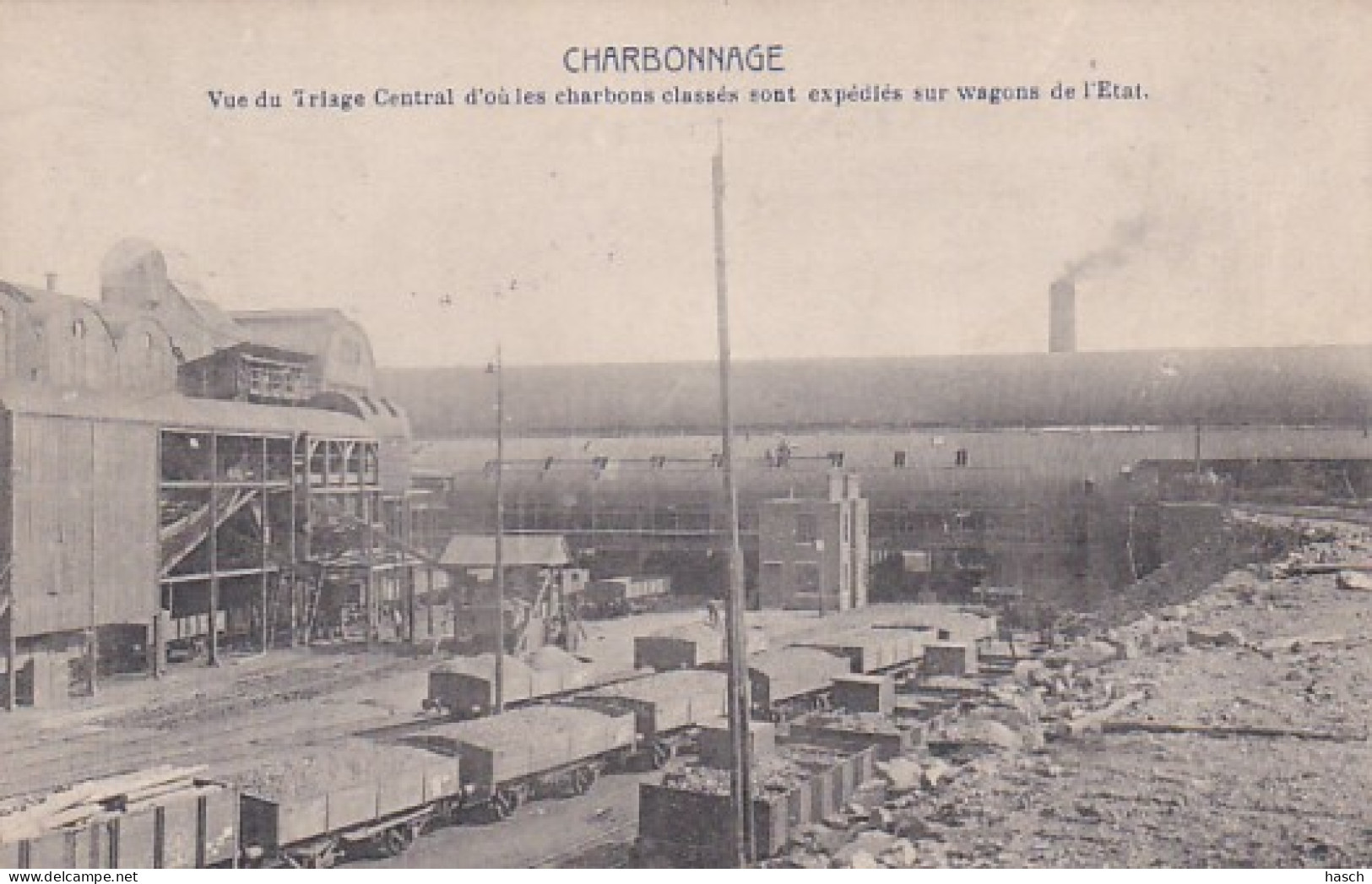 3726	110	Charbonnage, Vue Du Triage Central D'ou Les Charbons Classes Sont Expedies Sur Wagons De L'Etat. (Violet-Stempe - Mineral