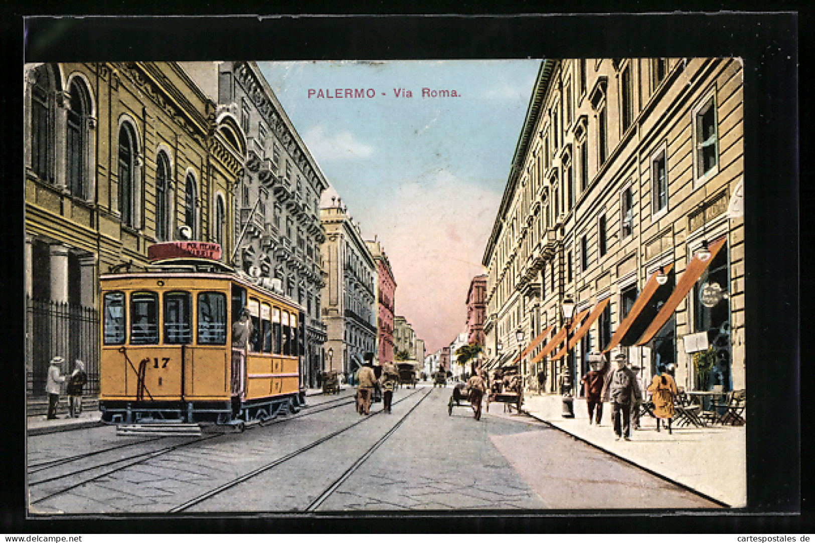 Cartolina Palermo, Strassenbahn In Der Via Roma  - Palermo