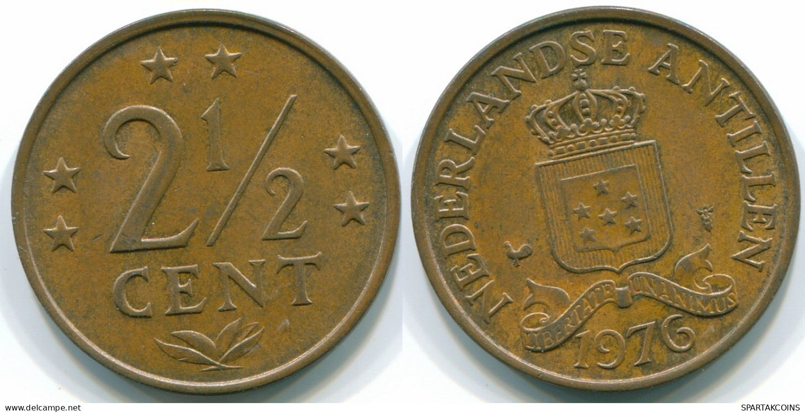 2 1/2 CENT 1976 ANTILLES NÉERLANDAISES Bronze Colonial Pièce #S10525.F.A - Antilles Néerlandaises