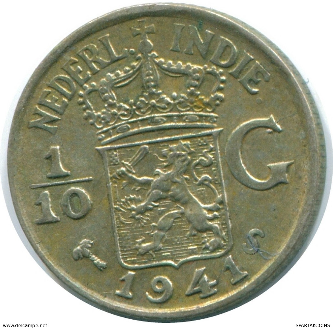 1/10 GULDEN 1941 S NIEDERLANDE OSTINDIEN SILBER Koloniale Münze #NL13830.3.D.A - Indie Olandesi
