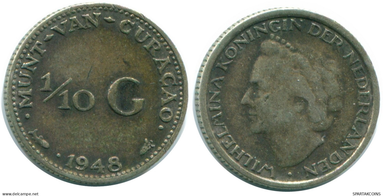 1/10 GULDEN 1948 CURACAO NIEDERLANDE SILBER Koloniale Münze #NL12031.3.D.A - Curaçao