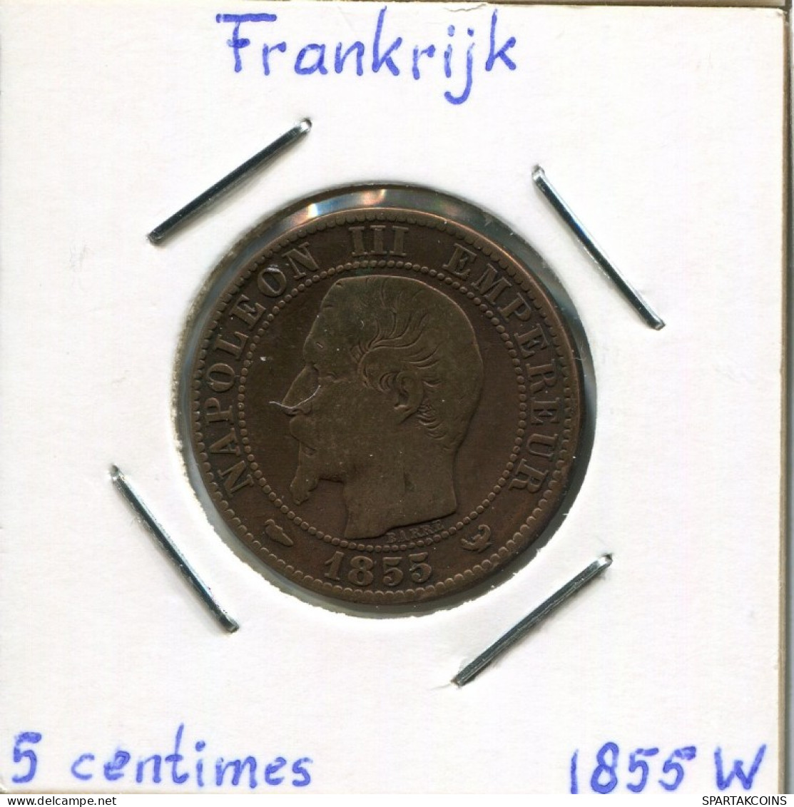 2 CENTIMES 1855 W FRANKREICH FRANCE Napoleon III Imperator #AK993.D.A - 2 Centimes