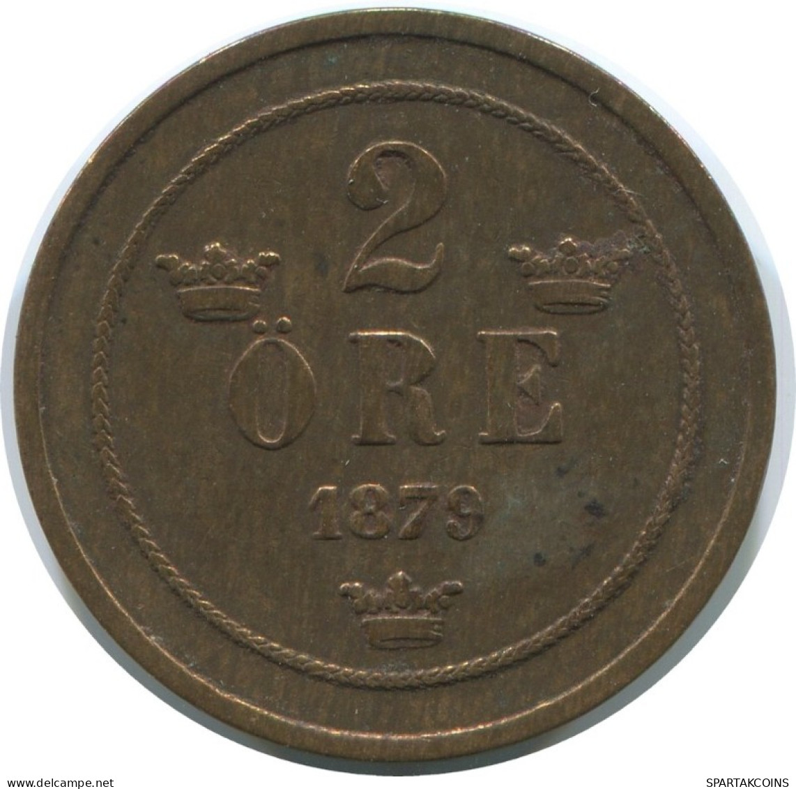 2 ORE 1879 SWEDEN Coin #AE753.16.U.A - Schweden