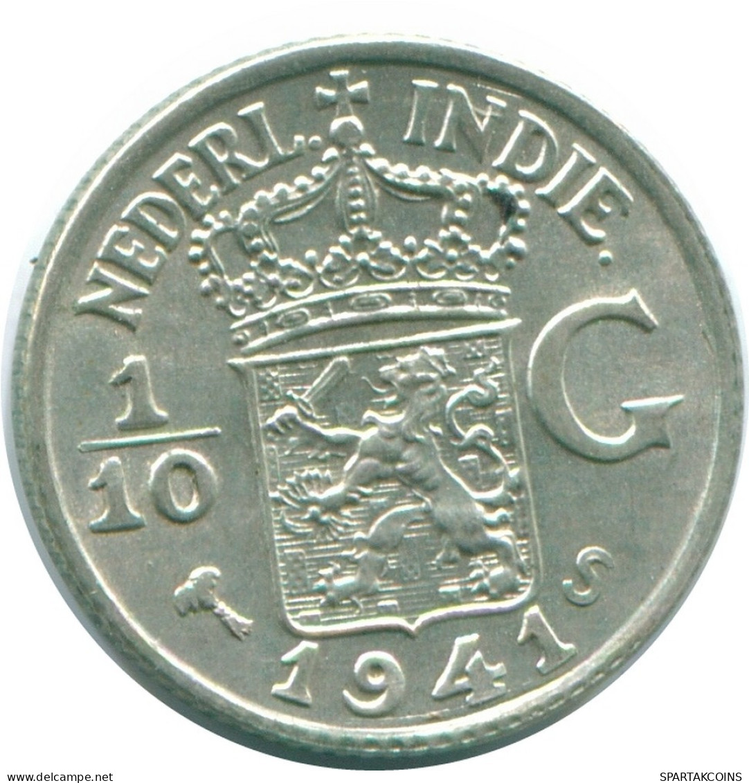 1/10 GULDEN 1941 S NIEDERLANDE OSTINDIEN SILBER Koloniale Münze #NL13806.3.D.A - Niederländisch-Indien