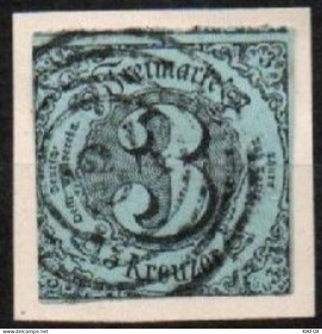 ALTDEUTSCHLAND , THURN UND TAXIS, 1853, MI 12,  3 KREUZER, ZIFFER IM KREIS,   GESTEMPELT, OBLITERE - Usati