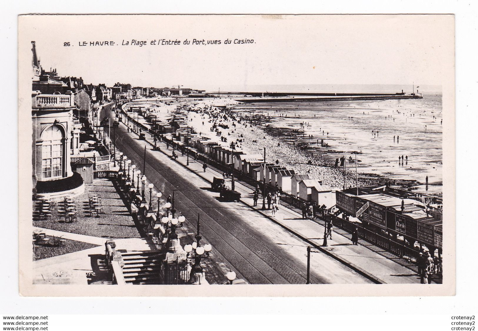 76 LE HAVRE N°26 Plage Baignade Entrée Port En 1959 Jeep Hotchkiss ? PUB Chaussures FOUGEU ? Morel Robes Et Manteaux - Hafen