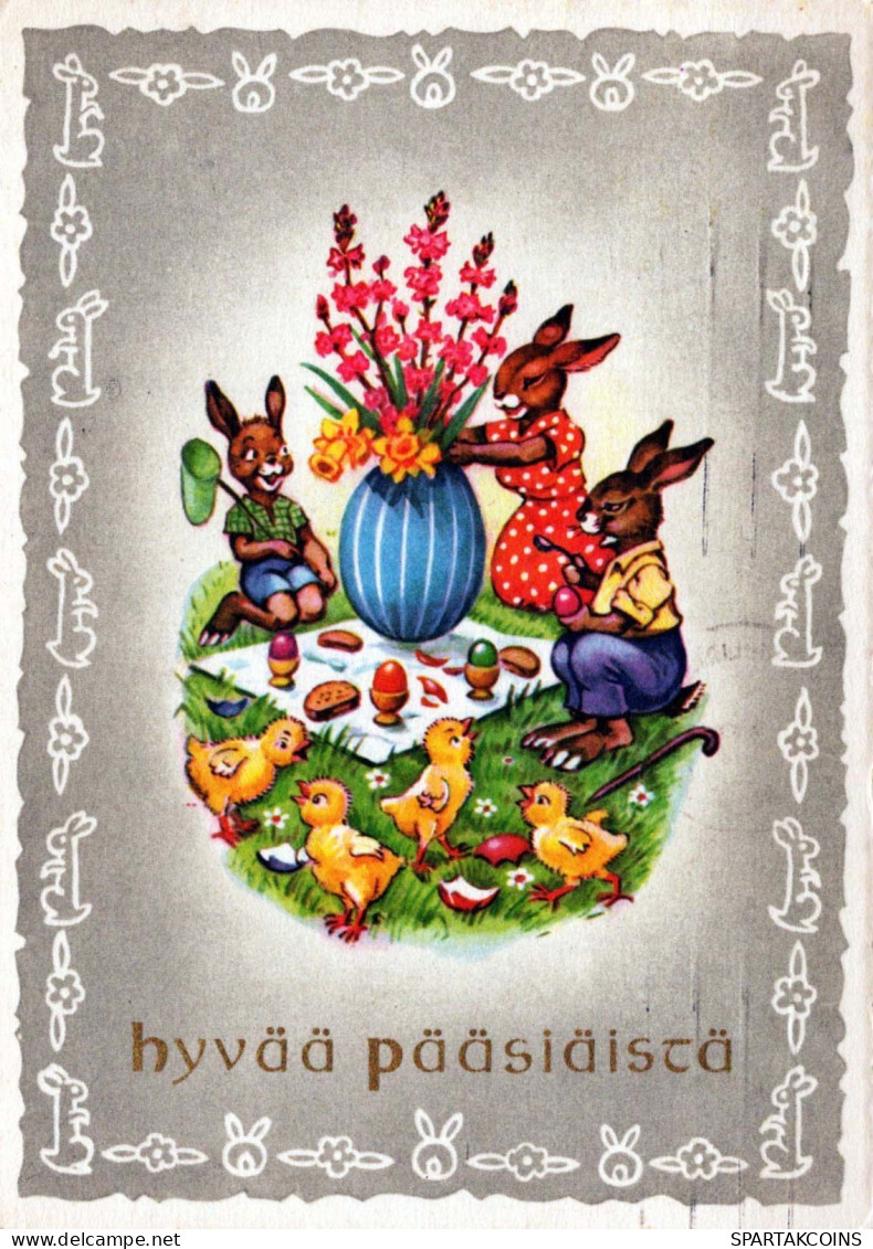 PASQUA CONIGLIO Vintage Cartolina CPSM #PBO503.A - Ostern