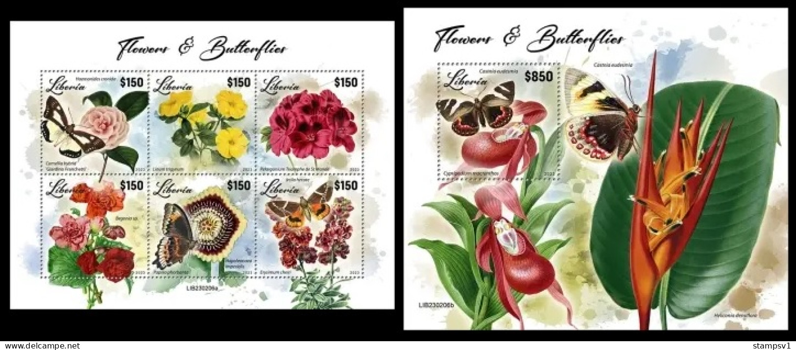 Liberia  2023 Flowers & Butterflies. (206) OFFICIAL ISSUE - Vlinders