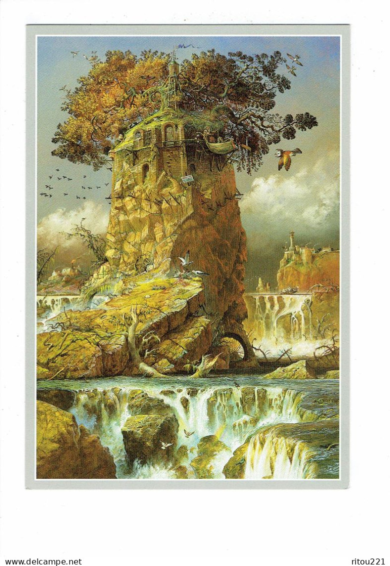 Cpm -  Illustration - Patrick Woodroffe - Le Dernier Des Jardin - Arbre Tour échelle Oiseau Mouette Bouteille Dans L'eau - Märchen, Sagen & Legenden