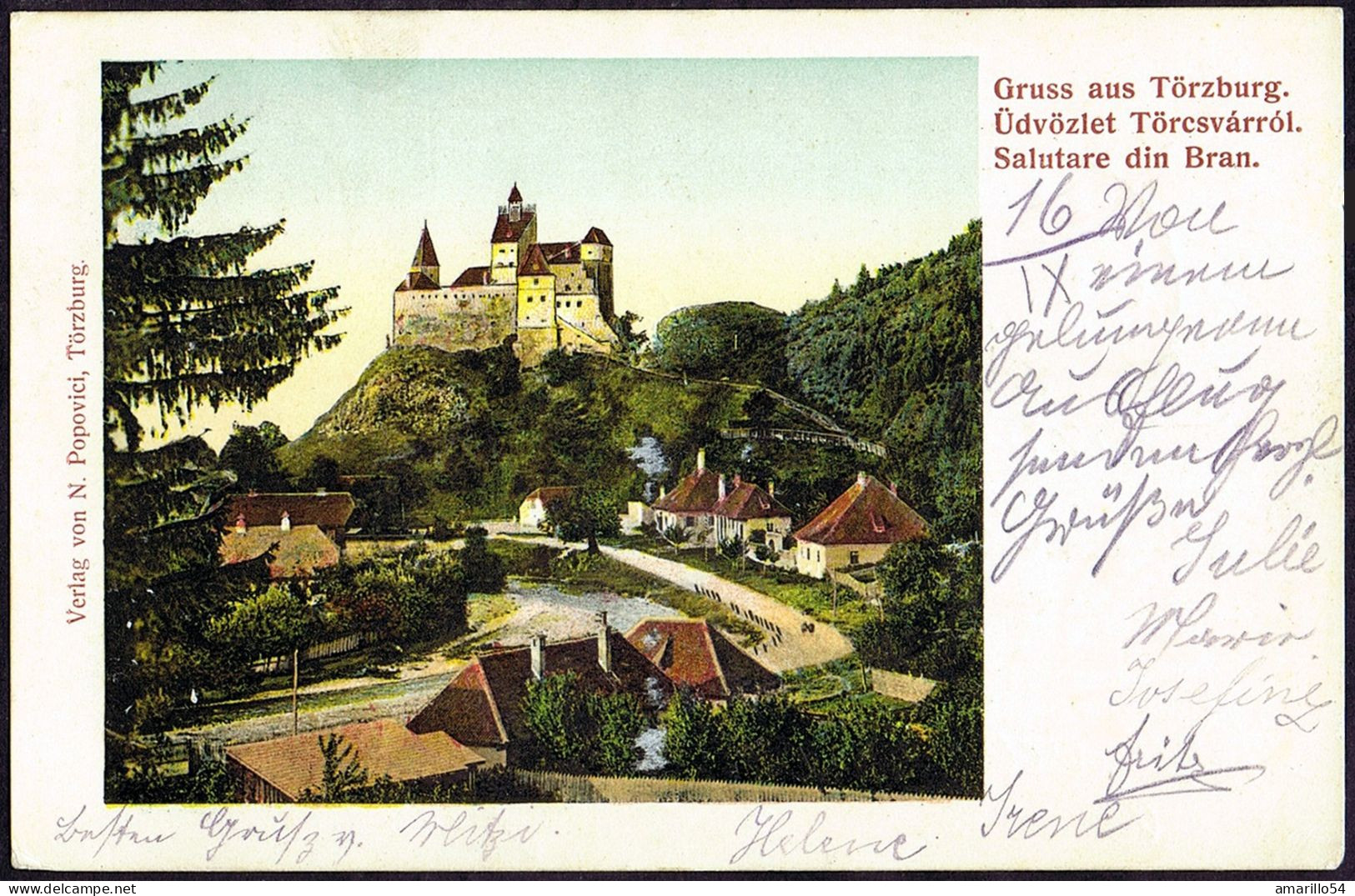 R A R ROMANIA  Litho Siebenbürgen Castelul Bran - Törzburg - Törcshvar Dracula Castle 1905 - Romania