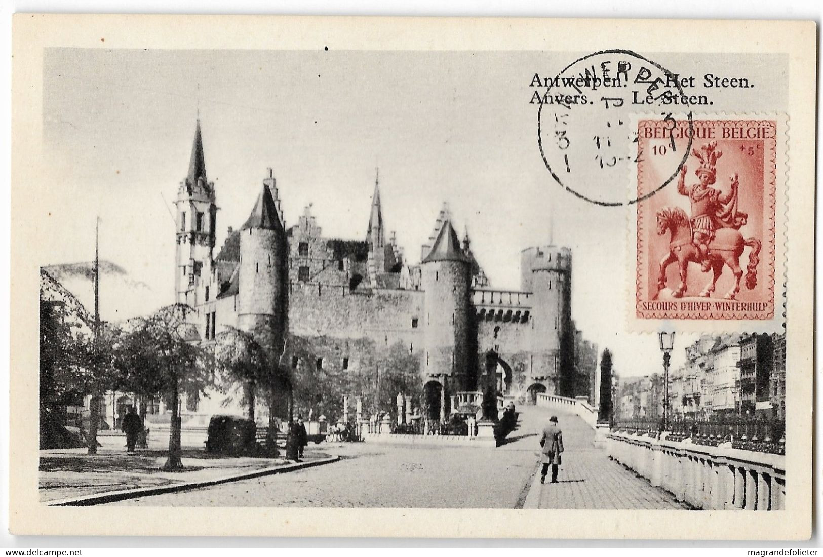 CPA PK AK  CARTE POSTALE BELGIQUE MARCOPHILIE ANVERS LE STEEN 1942 - Sonstige & Ohne Zuordnung