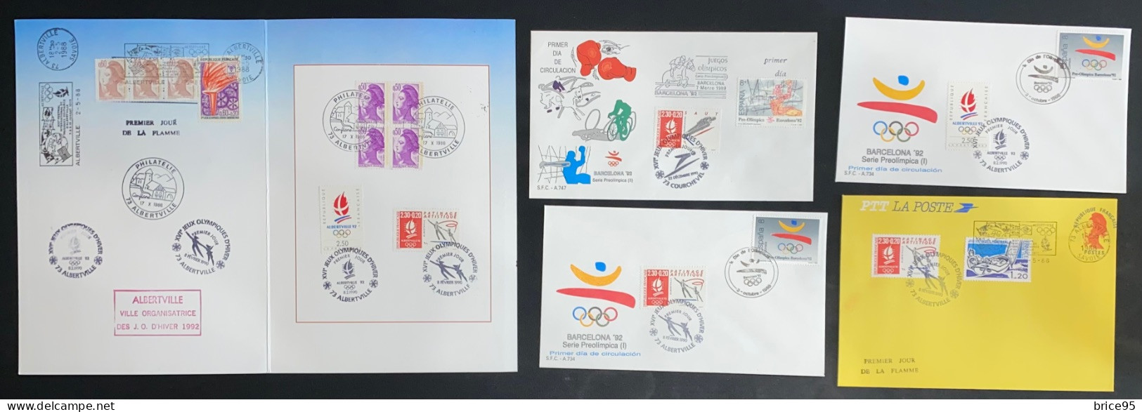 France - Premier Jour - FDC - Lot De 6 Documents Et FDC - Jeux Olympiques - Albertville - 1992 - 1990-1999