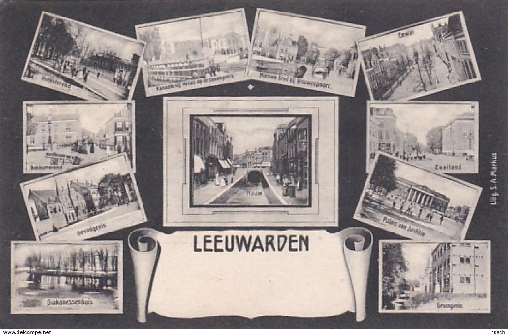 48151Leeuwarden, Multivues. (poststempel 1906) - Leeuwarden