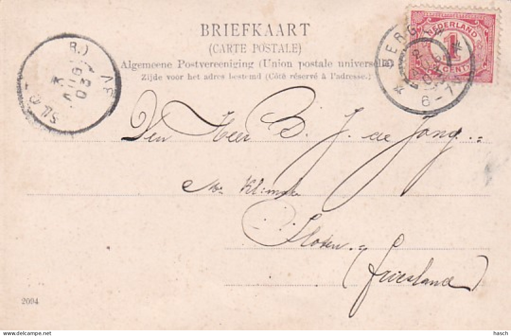 481514Bergum, Dorpstraat. (poststempel 1903)(linkerkant Onder Een Kleine Beschadiging) - Autres & Non Classés