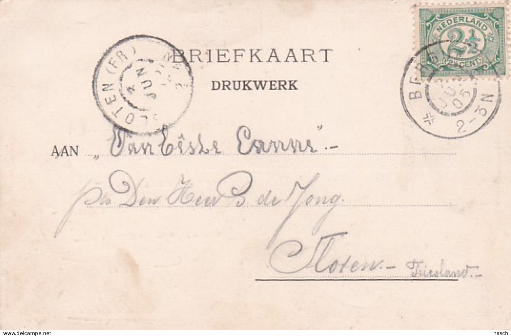 4815      20           Bergum, Hwa ’t Kaem Yn ’t Beamryk Birgum……(poststempel 1905)(minuscule  Vouwen In De Hoeken - Autres & Non Classés