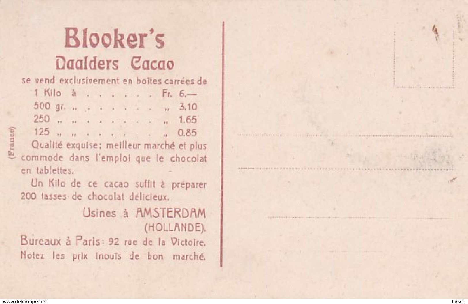 481539Bolsward, Stadhuis. (achterkant Reclame Van BLOOKER’S Daalders Cacao) - Bolsward