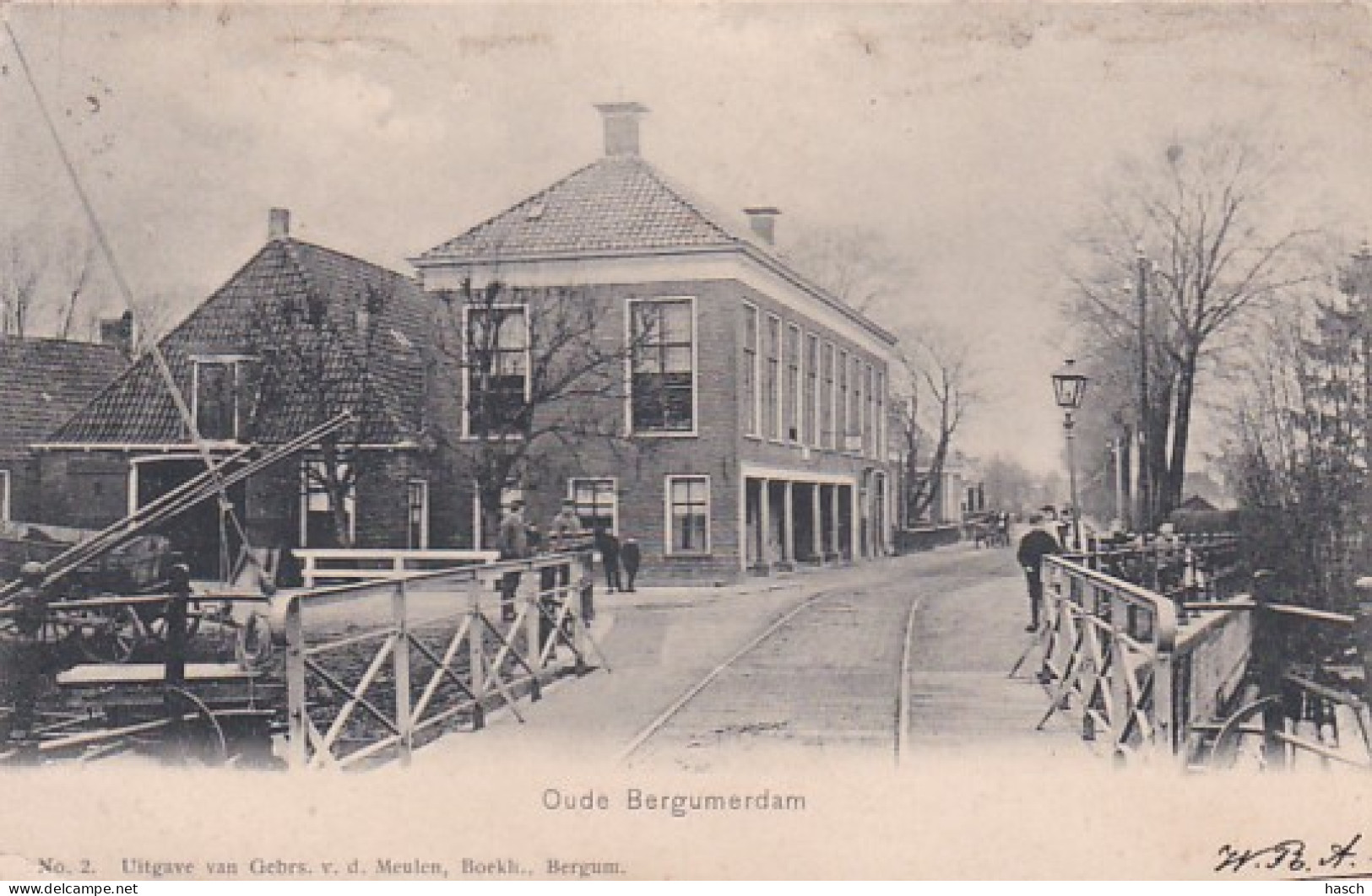 481545Oude Bergumerdam. (poststempel 1905)(minuscule Vouwen In De Hoeken) - Autres & Non Classés