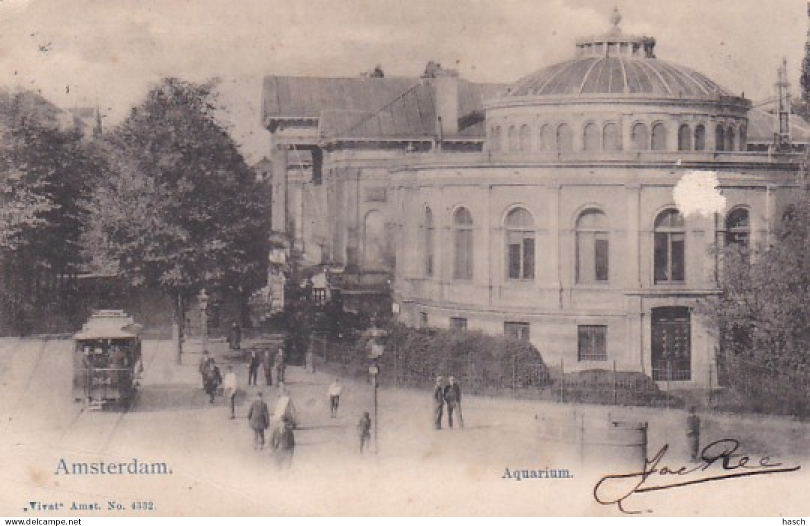 481710Amsterdam, Aquarium. (poststempel 1902)(linksonder Vouw, Beschadiging) - Amsterdam