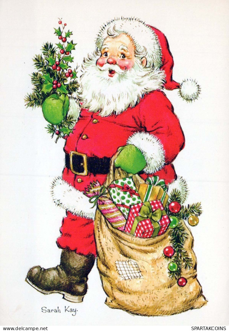 PAPÁ NOEL Feliz Año Navidad Vintage Tarjeta Postal CPSM #PBL324.A - Santa Claus