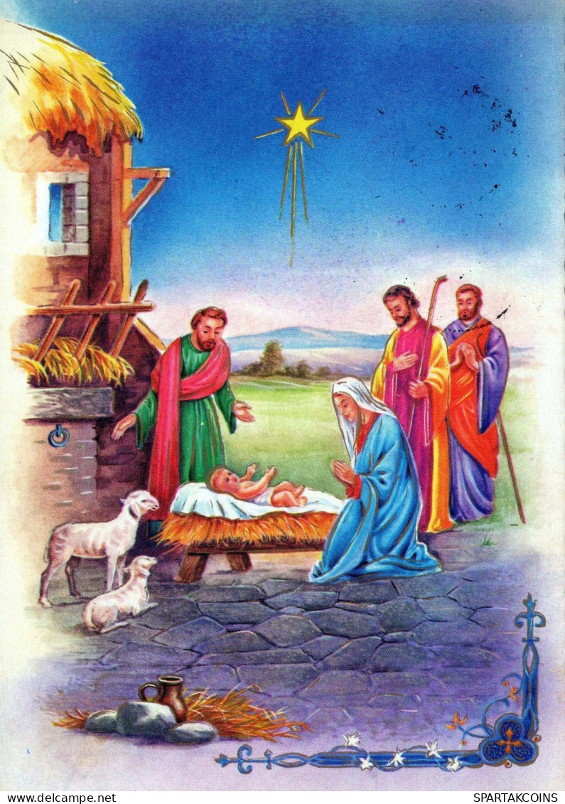 Vergine Maria Madonna Gesù Bambino Natale Religione Vintage Cartolina CPSM #PBB839.A - Vierge Marie & Madones