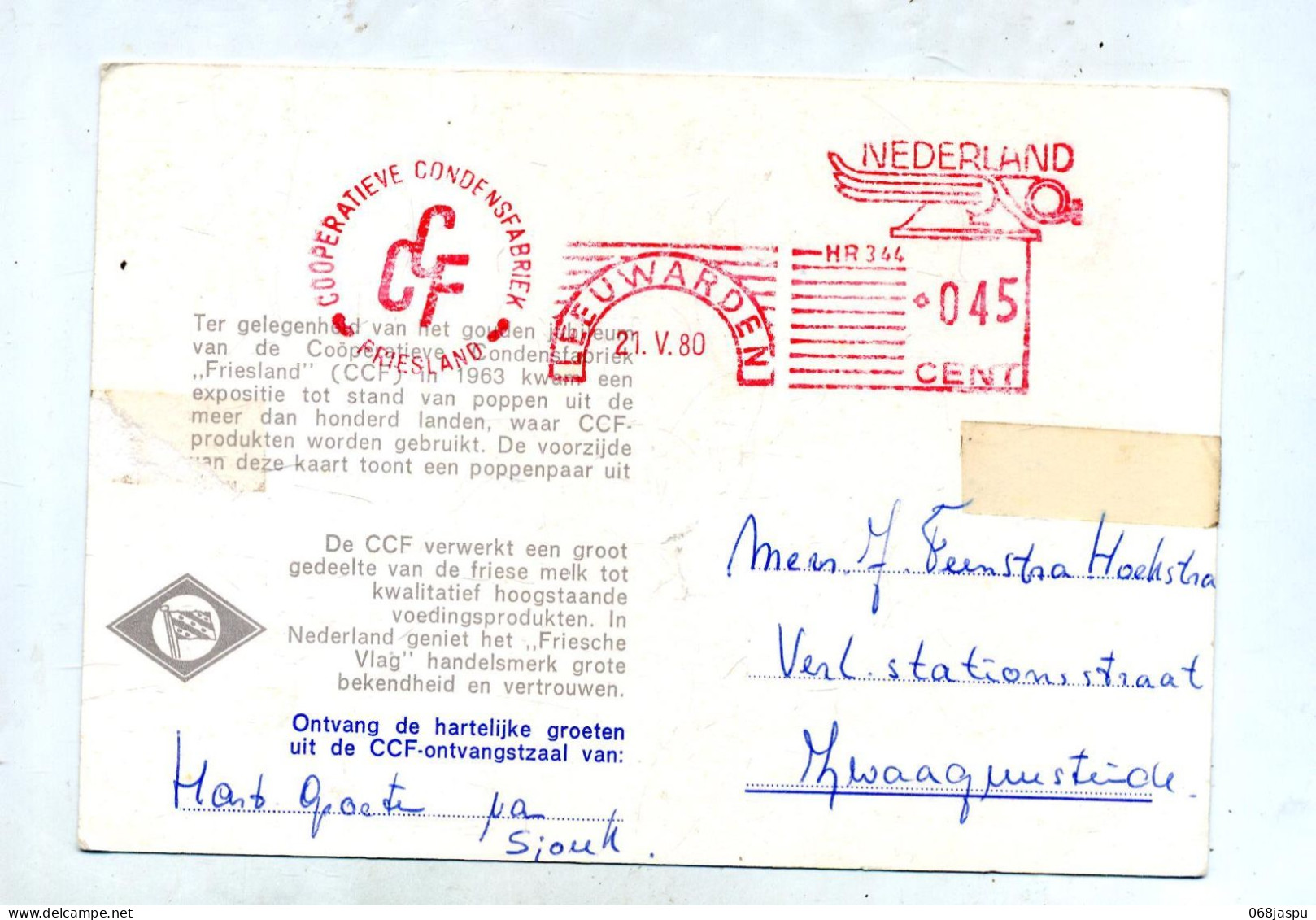 Carte Flamme Ema Leewarden Cooperative Friesland Vue Poupée ! - Storia Postale