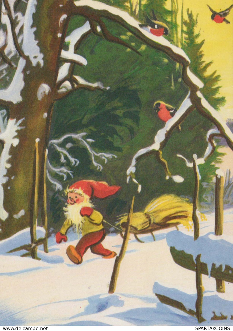 PÈRE NOËL Bonne Année Noël GNOME Vintage Carte Postale CPSM #PBB470.A - Santa Claus
