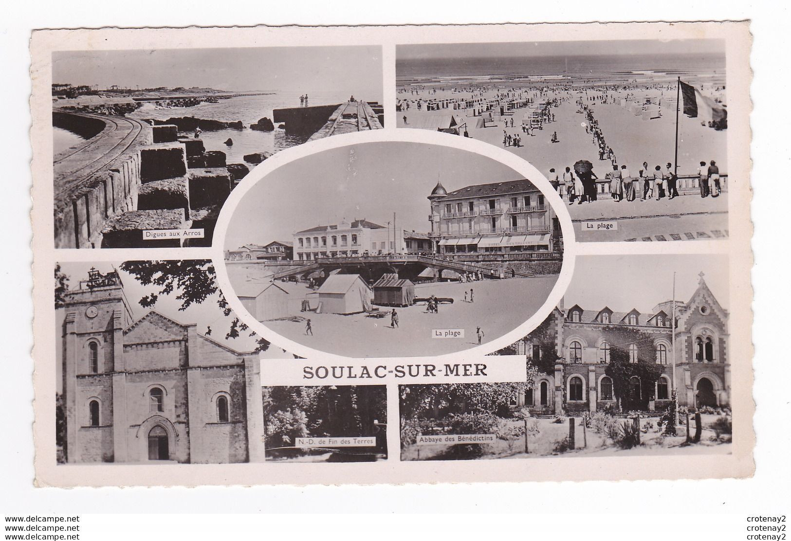 33 SOULAC SUR MER MultiVues De 1951 Digues Aux ARROS Plage Baignade Abbaye Bénédictins Notre Dame De Fin Des Terres - Soulac-sur-Mer