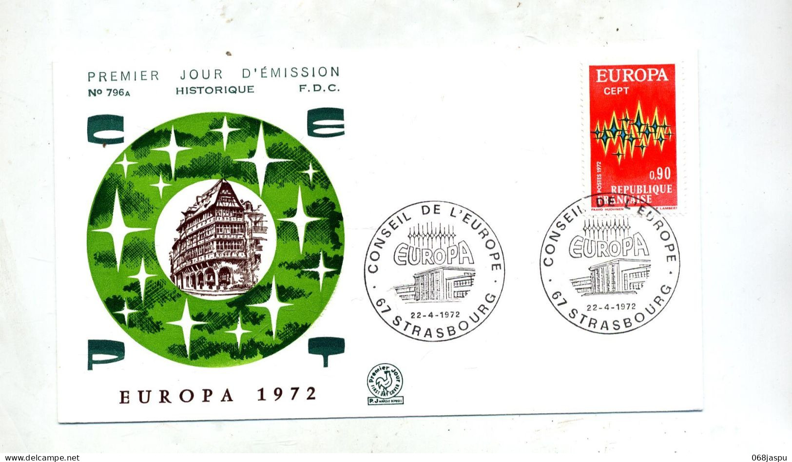 Lettre Cachet Strasbourg Conseil Europe Sur Europa 1972 - Commemorative Postmarks