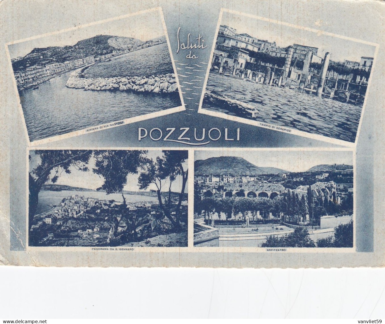 POZZUOLI-NAPOLI-SALUTI DA..-MULTIVEDUTE- CARTOLINA VIAGGIATA 3-3-1952 - Pozzuoli