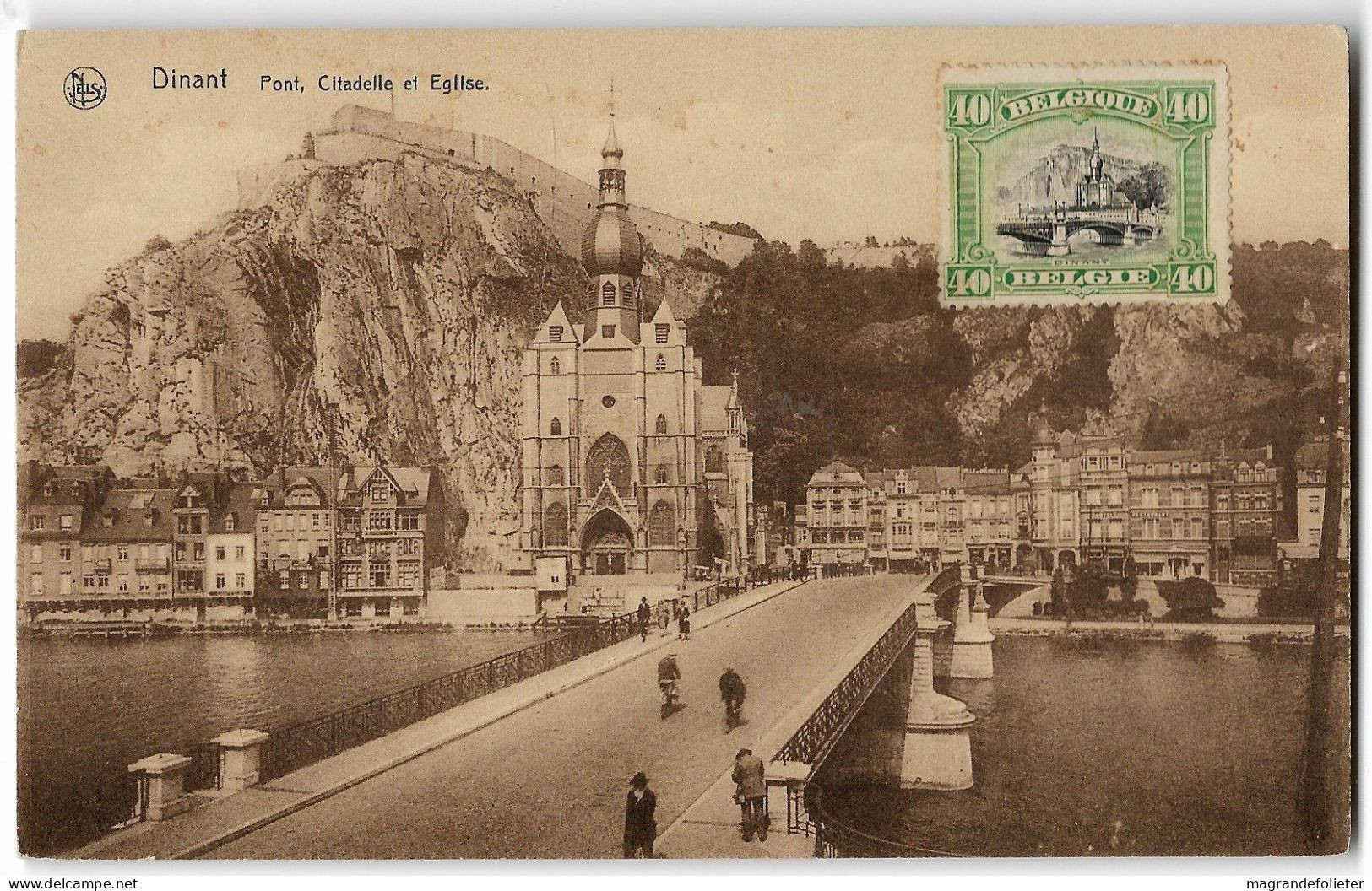 CPA PK AK  CARTE POSTALE BELGIQUE MARCOPHILIE DINANT PONT CITADELLE ET EGLISE 1915 - Autres & Non Classés