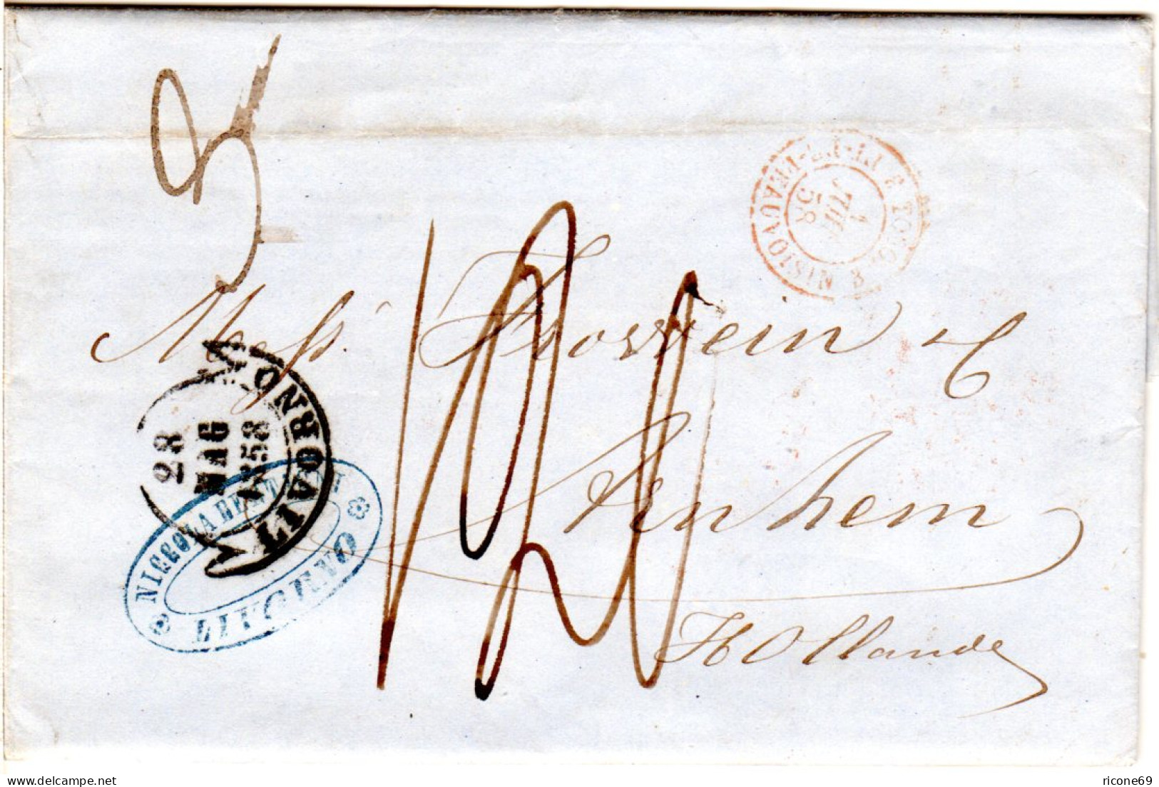 Italien Toscana 1858, Brief 3. Gewichtsstufe V. Livorno N. Arnhem, Holland  - Ohne Zuordnung