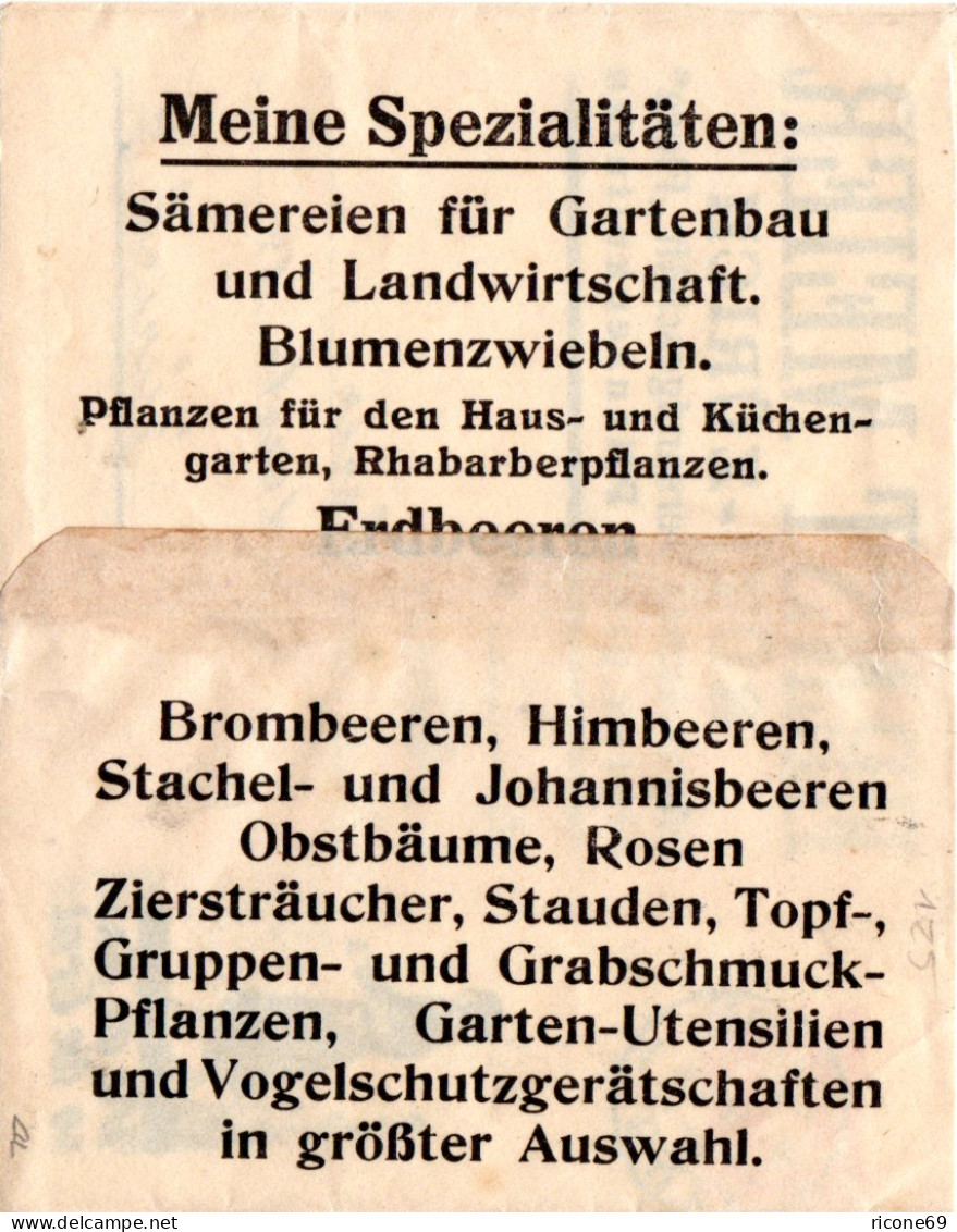 Schweiz 1921, 5 C. Privat Ganzsache Streifband M. Gärtnerei Abb. V. RÜTI - Covers & Documents