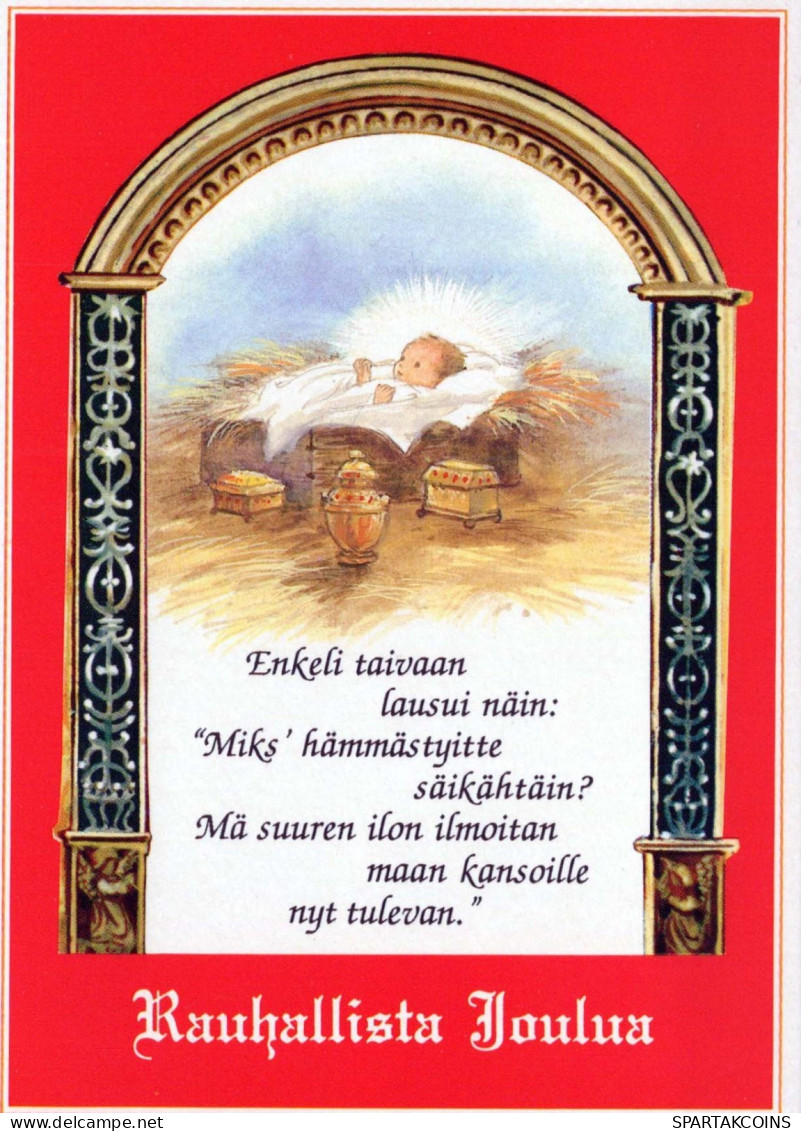 CRISTO SANTO Gesù Bambino Natale Religione Vintage Cartolina CPSM #PBP679.A - Jésus