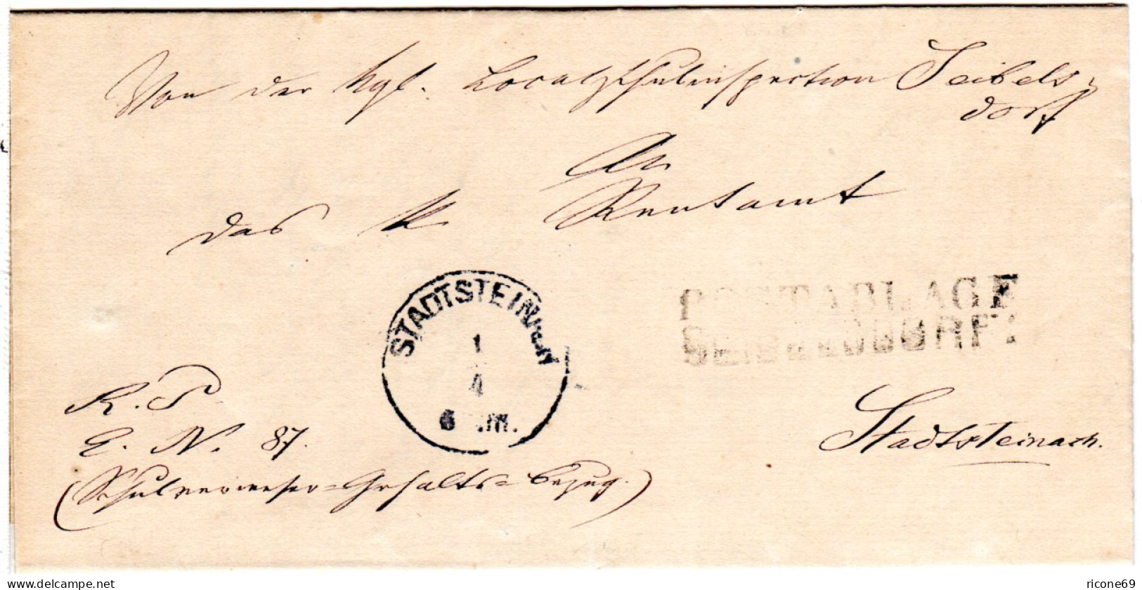 Bayern 1881, L2 POSTABLAGE SEIBELSDORF Klar Auf Portofreiem Dienst Brief - Lettres & Documents