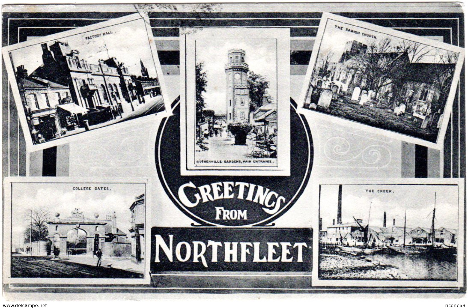 GB, Greetings From Northfleeet, 1915 V. London Gebr. Sw-AK M. Russland Zensur - Otros & Sin Clasificación