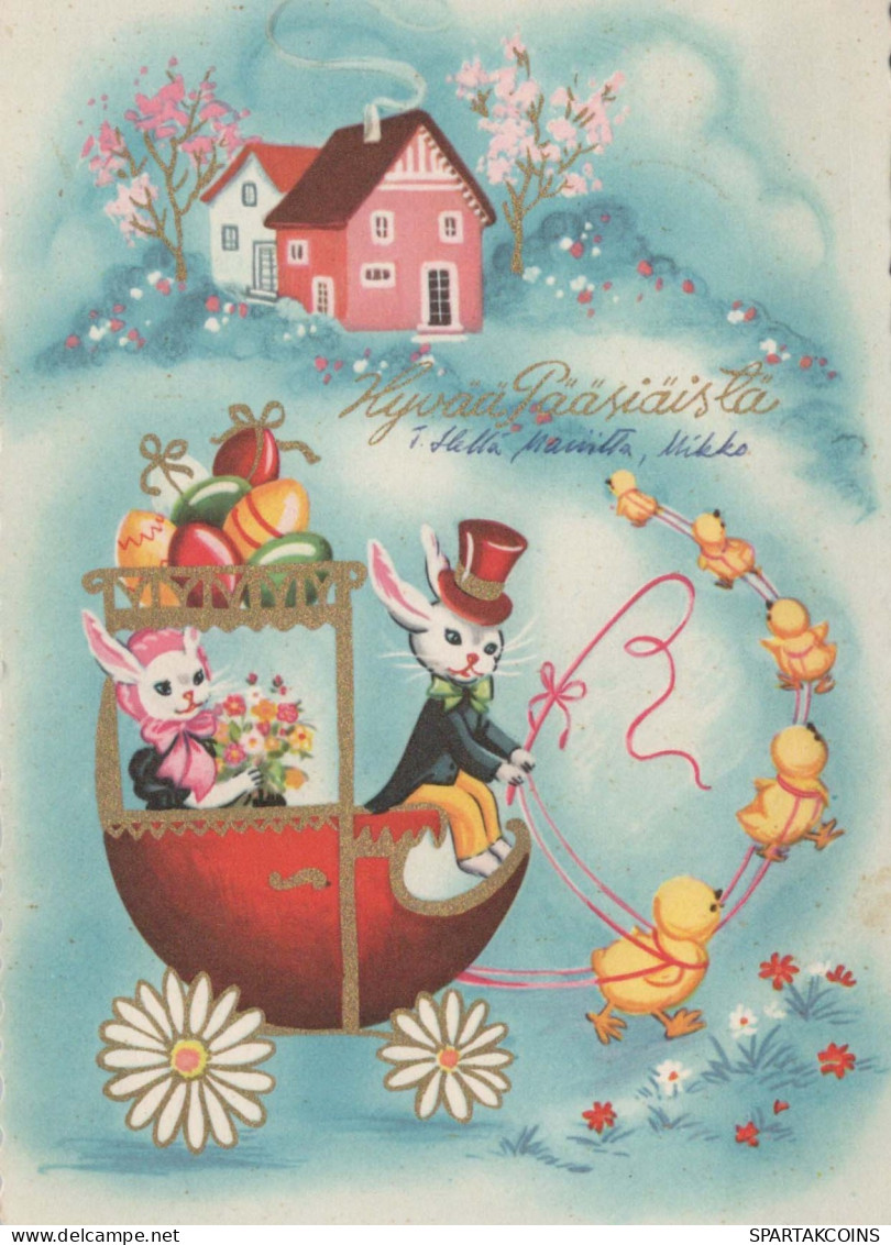 PASQUA CONIGLIO UOVO Vintage Cartolina CPSM #PBO488.A - Ostern
