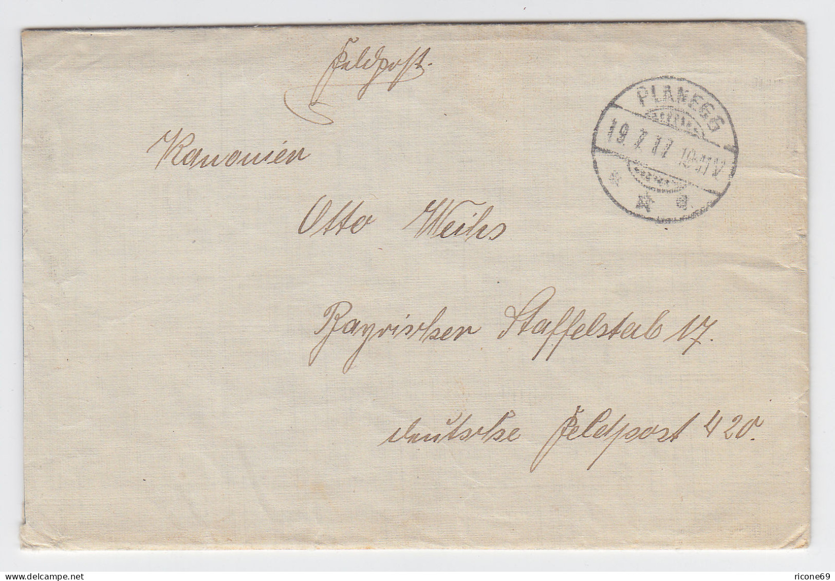 Bayern 1917, Feldpost Brief M. Inhalt V. Krailling U. Stempel Planegg. #2283 - Cartas & Documentos