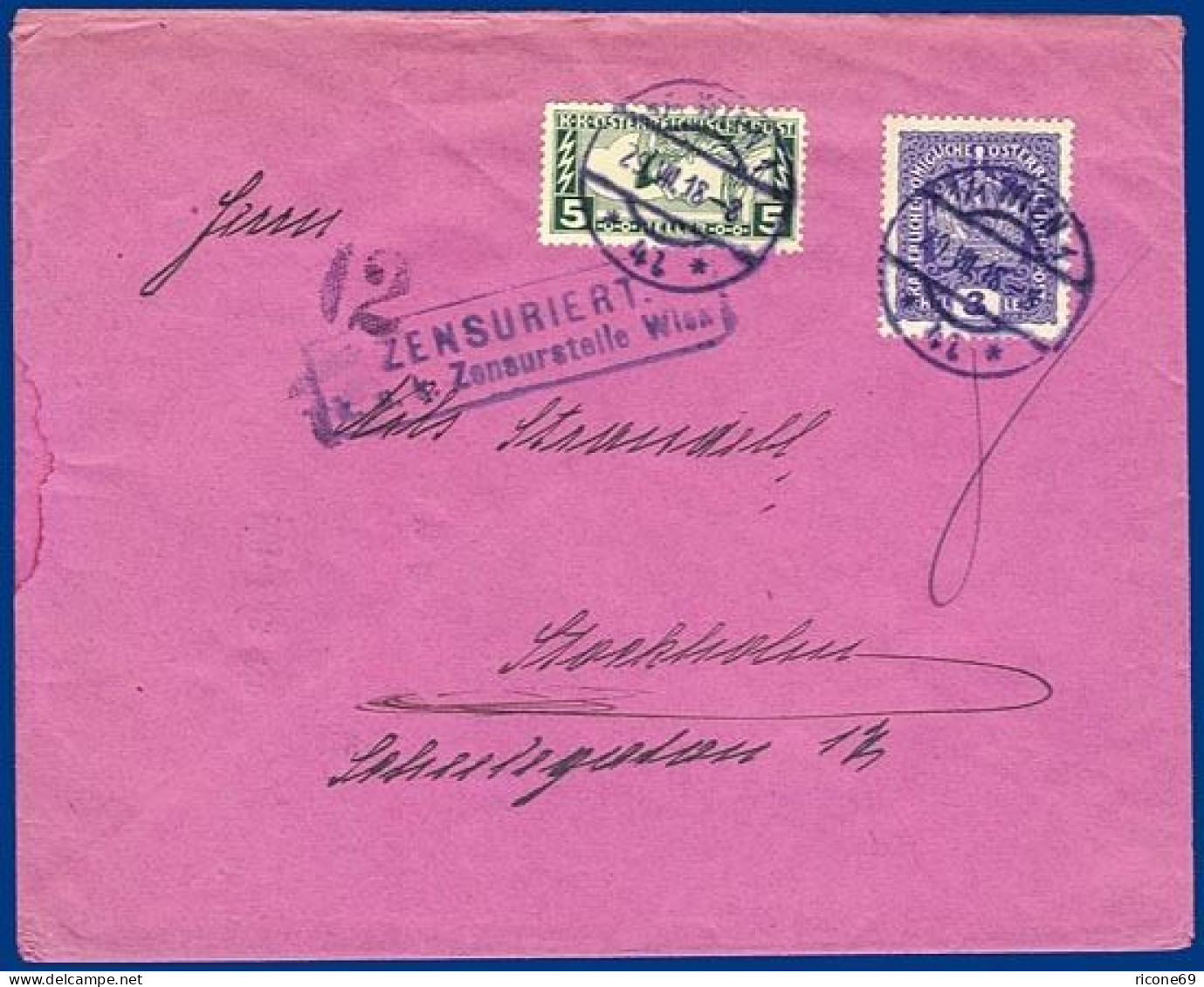 Österreich 1918, Auslandsdrucksache Brief M Eilmarke U. Zensur N. Schweden #S237 - Cartas & Documentos