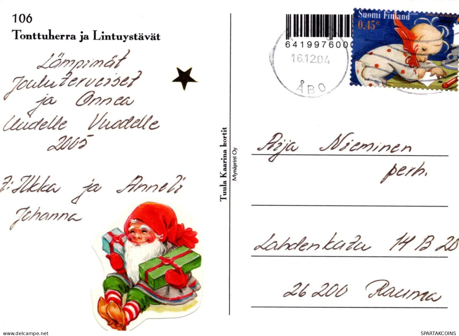 BABBO NATALE Buon Anno Natale GNOME Vintage Cartolina CPSM #PBL600.A - Santa Claus