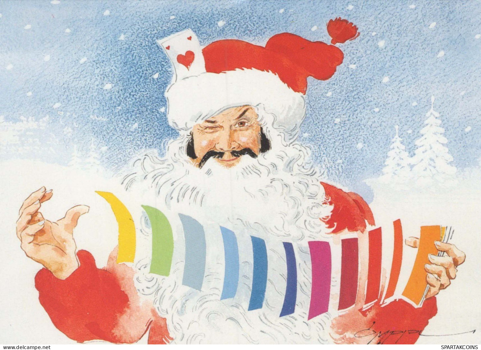 PAPÁ NOEL Feliz Año Navidad GNOMO Vintage Tarjeta Postal CPSM #PBL629.A - Santa Claus